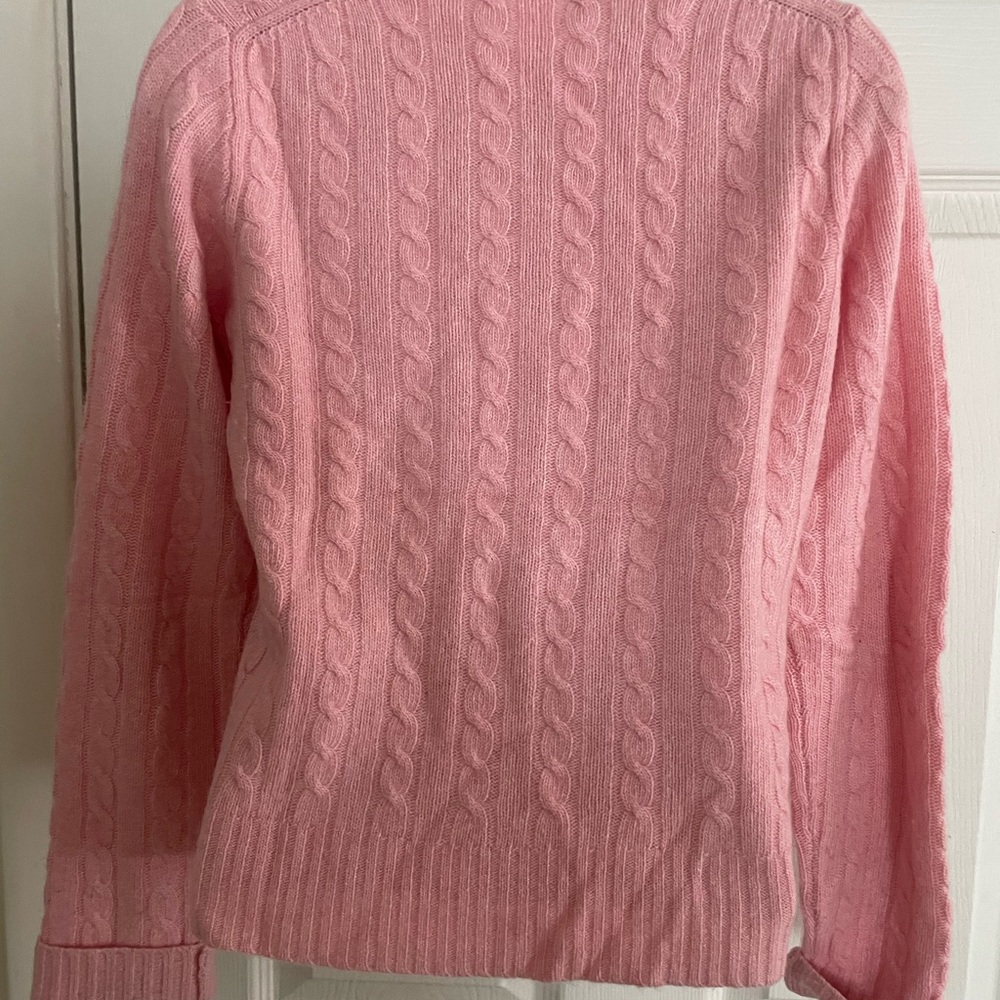 J. Crew Pink Wool Cashmere Angora Blend Cable Knit Cardigan - Picture 3 of 4